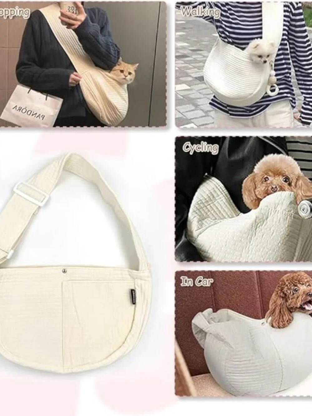 Dog Cat Carrier Sling Pet Bag Travel Shoulder Tote Puppy Small Carry Pack